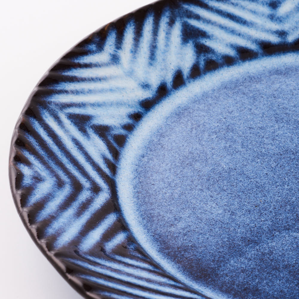 萩焼 松光山 矢羽根6寸皿 青萩釉 萩焼 松光山 萩焼