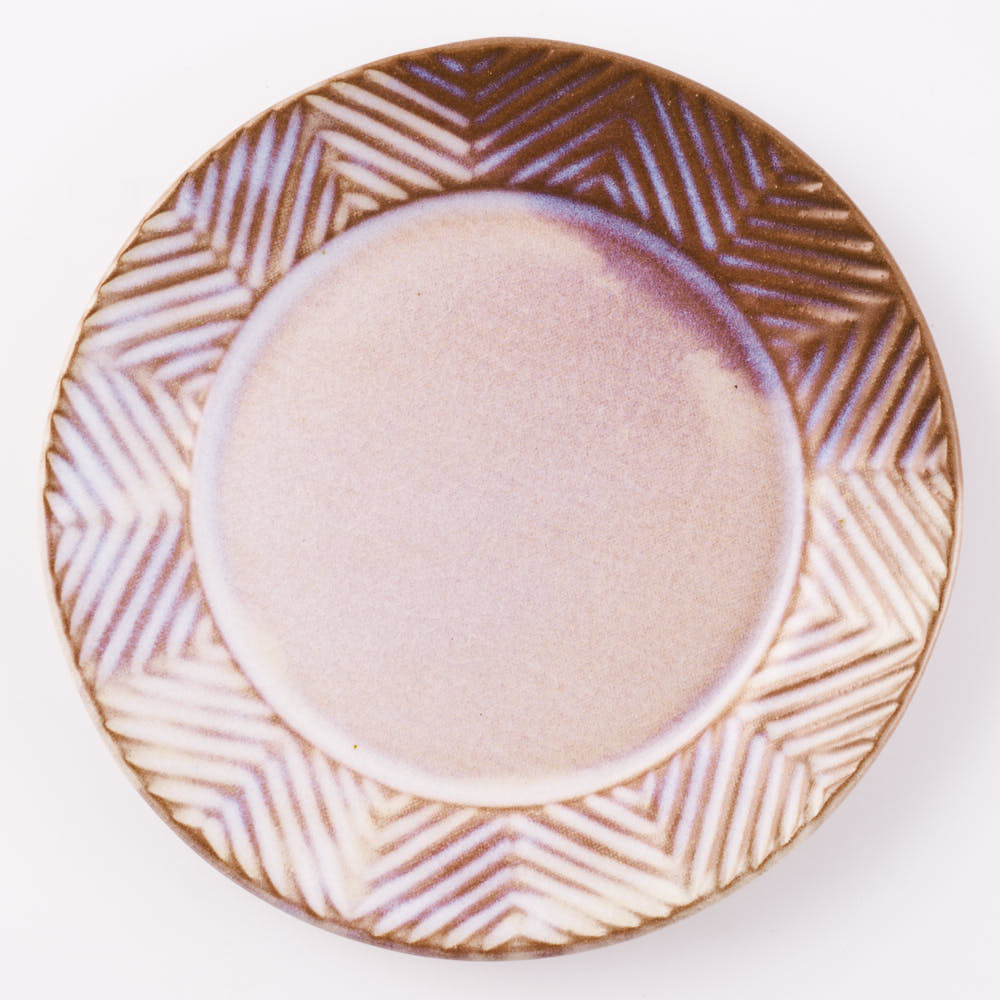 萩焼 松光山 矢羽根6寸皿 粉引紫– 大人の焼き物