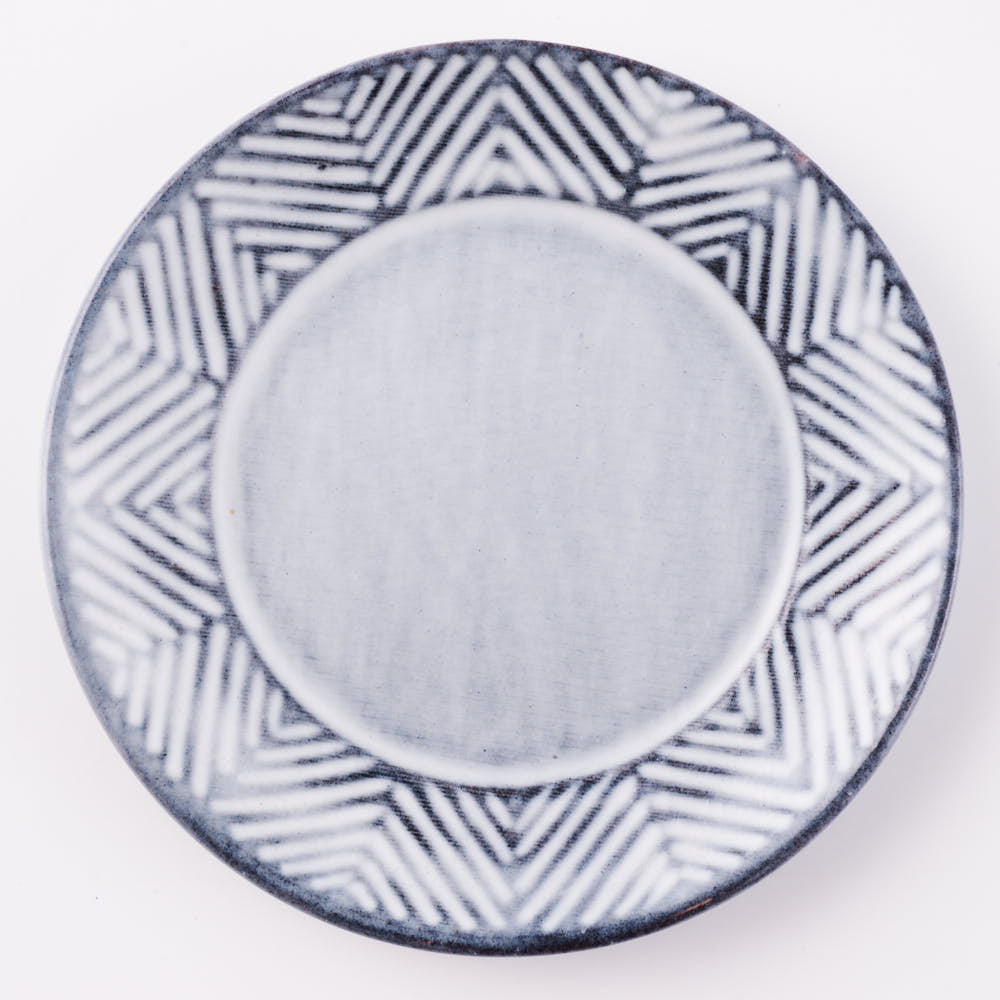 萩焼 松光山 矢羽根5寸皿 グレー 萩焼 松光山 萩焼