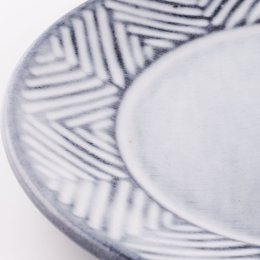萩焼 松光山 矢羽根5寸皿 グレー 萩焼 松光山 萩焼