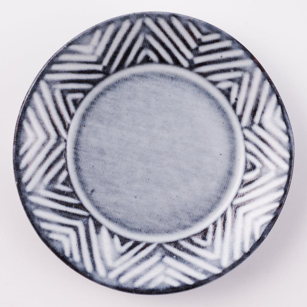 萩焼 松光山 矢羽根小皿 グレー 萩焼 松光山 萩焼