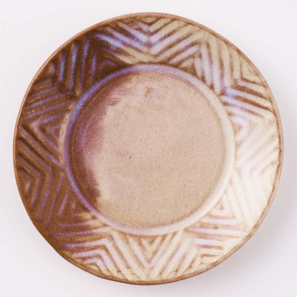 萩焼 松光山 矢羽根小皿 粉引紫 ¥1,100 大人の焼き物