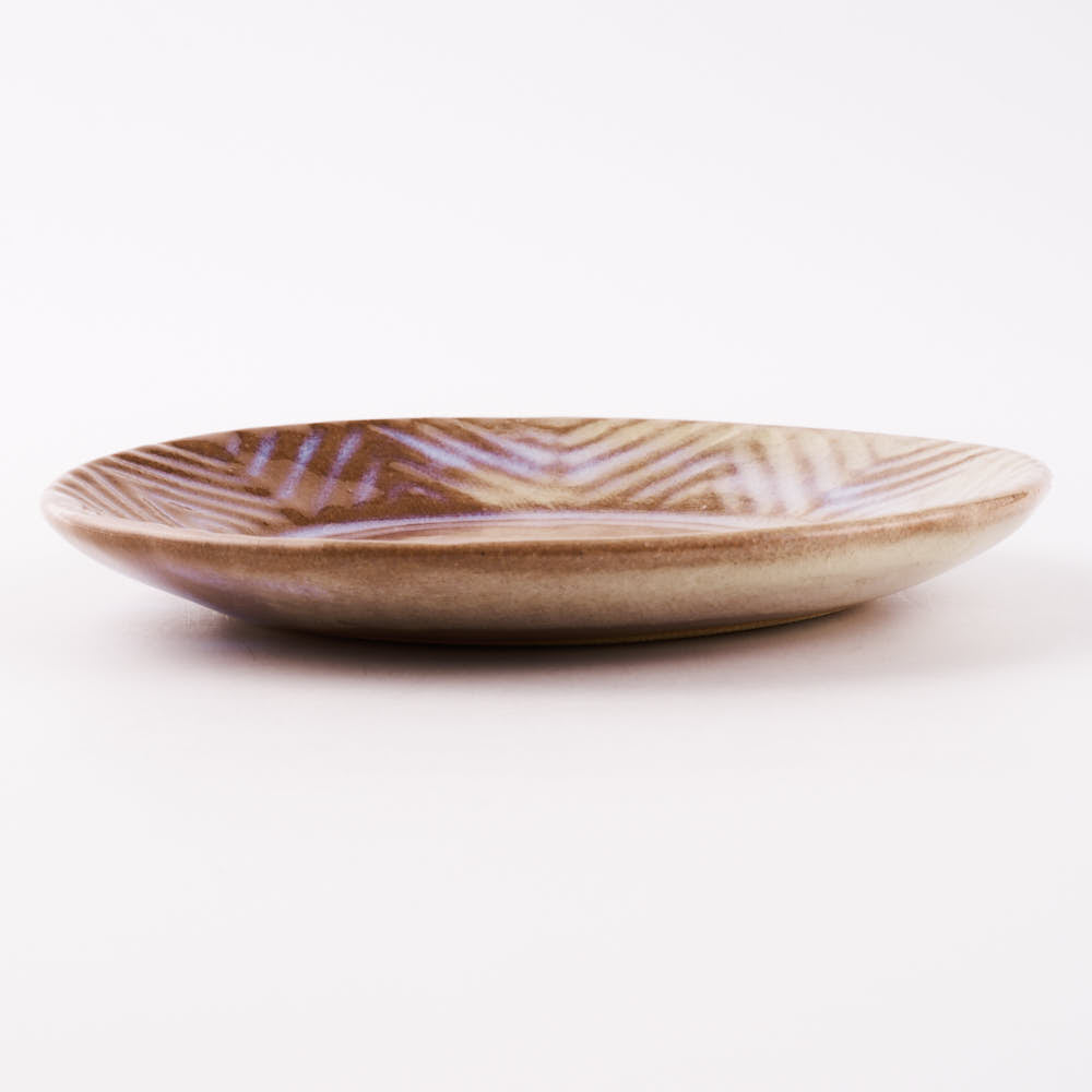 萩焼 松光山 矢羽根小皿 粉引紫 ¥1,100 大人の焼き物