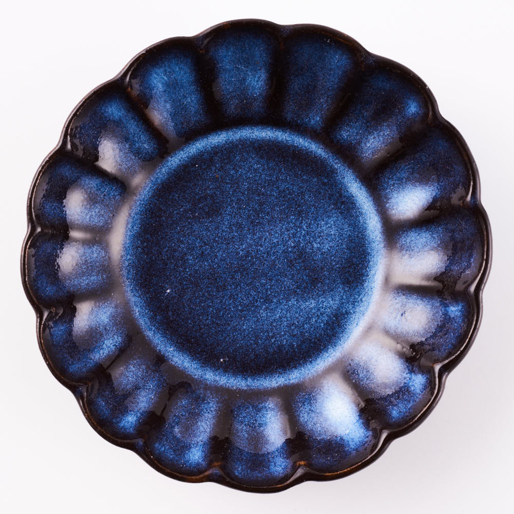 萩焼 松光山 菊花小皿 青萩釉 萩焼 松光山 萩焼