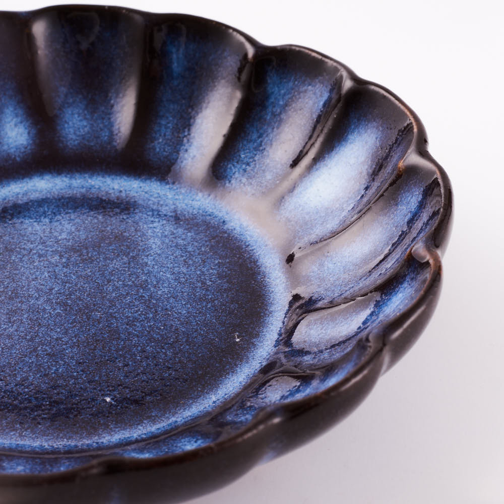 萩焼 松光山 菊花小皿 青萩釉 萩焼 松光山 萩焼