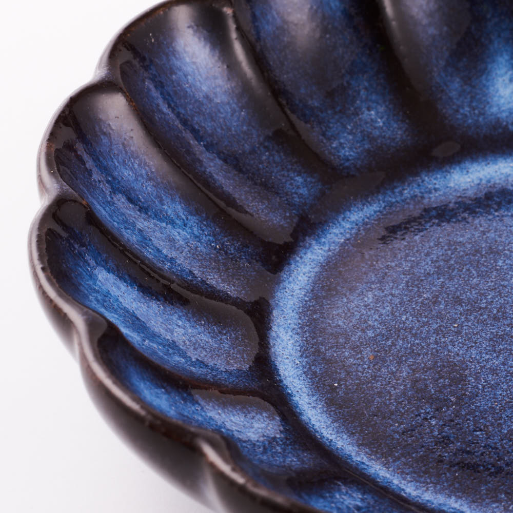 萩焼 松光山 菊花小皿 青萩釉 萩焼 松光山 萩焼