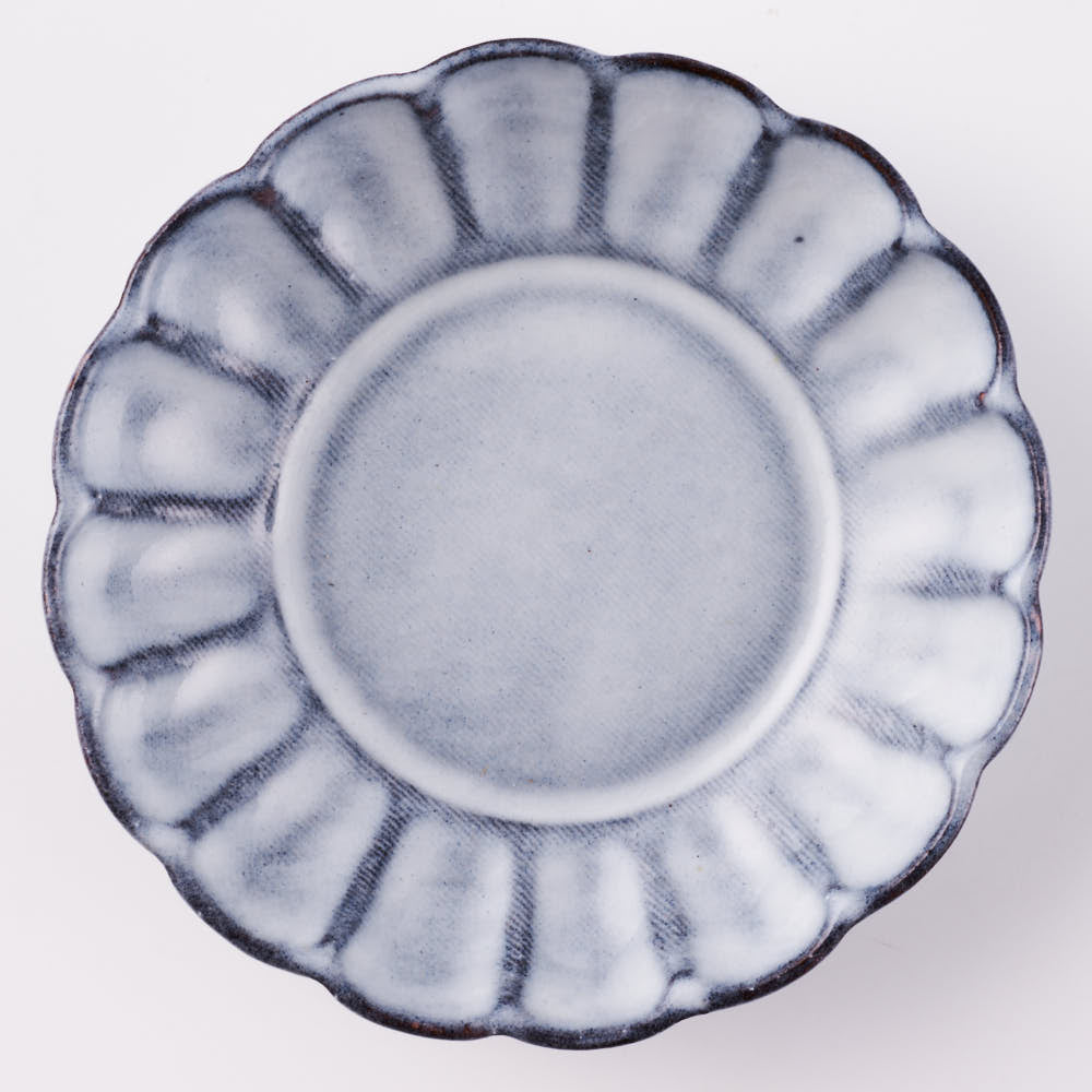 萩焼 松光山 菊花小皿 グレー 萩焼 松光山 萩焼