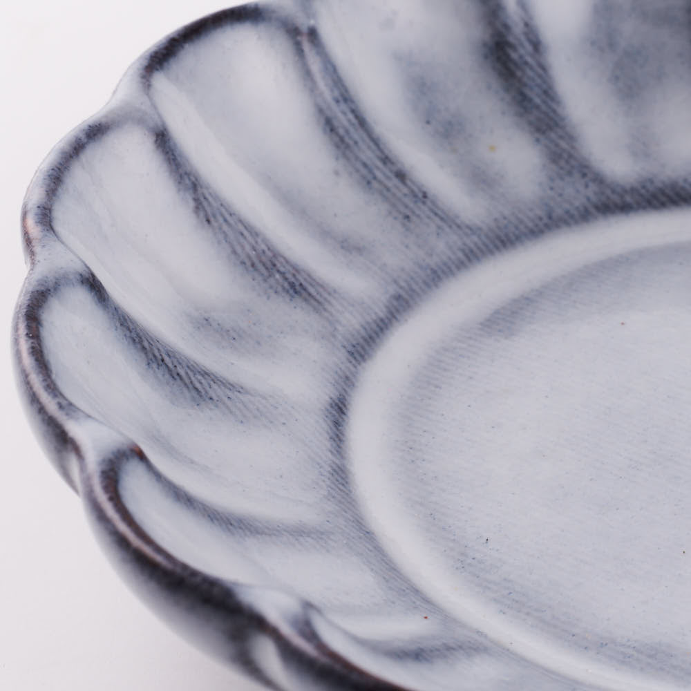 萩焼 松光山 菊花小皿 グレー 萩焼 松光山 萩焼