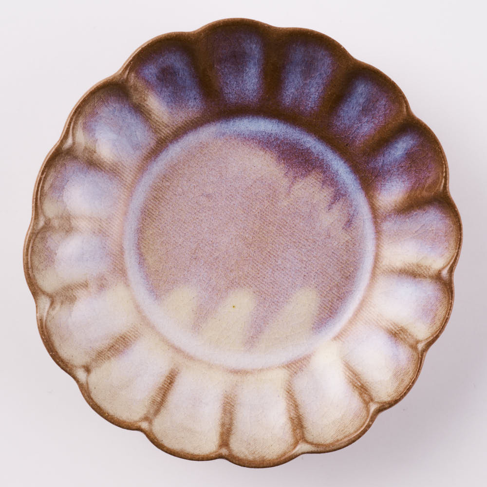 萩焼 松光山 菊花小皿 粉引紫 萩焼 松光山 萩焼