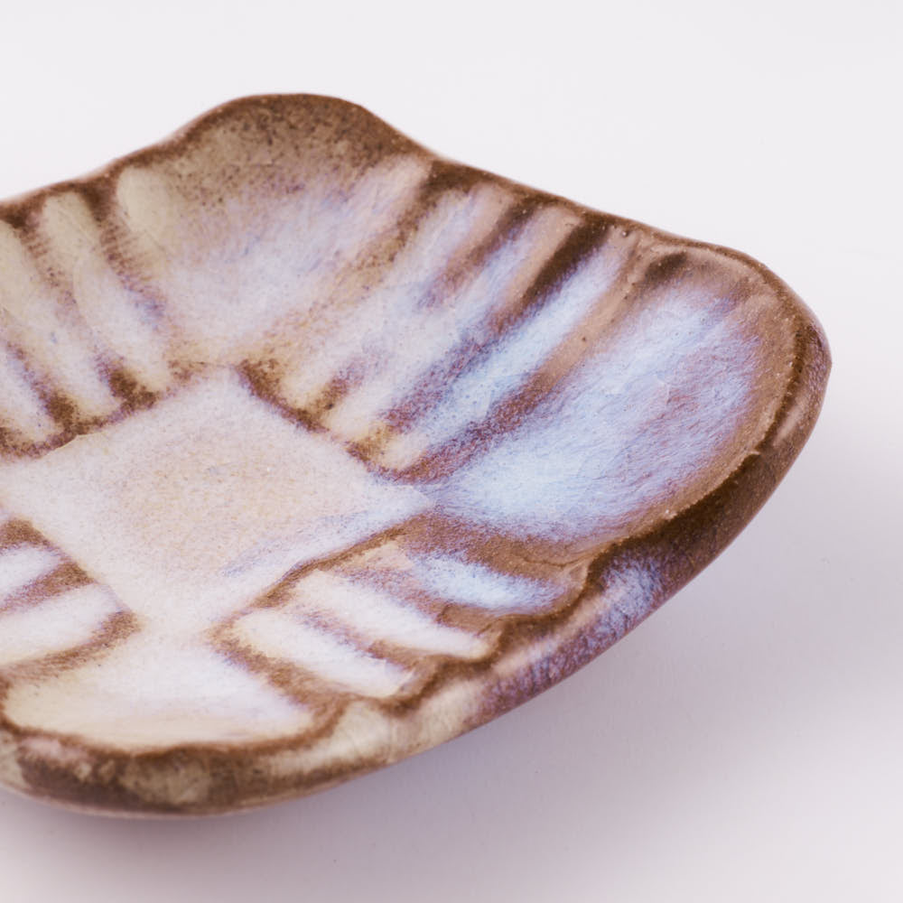 萩焼 松光山 菱形菊花箸置き 粉引紫 萩焼 松光山 萩焼