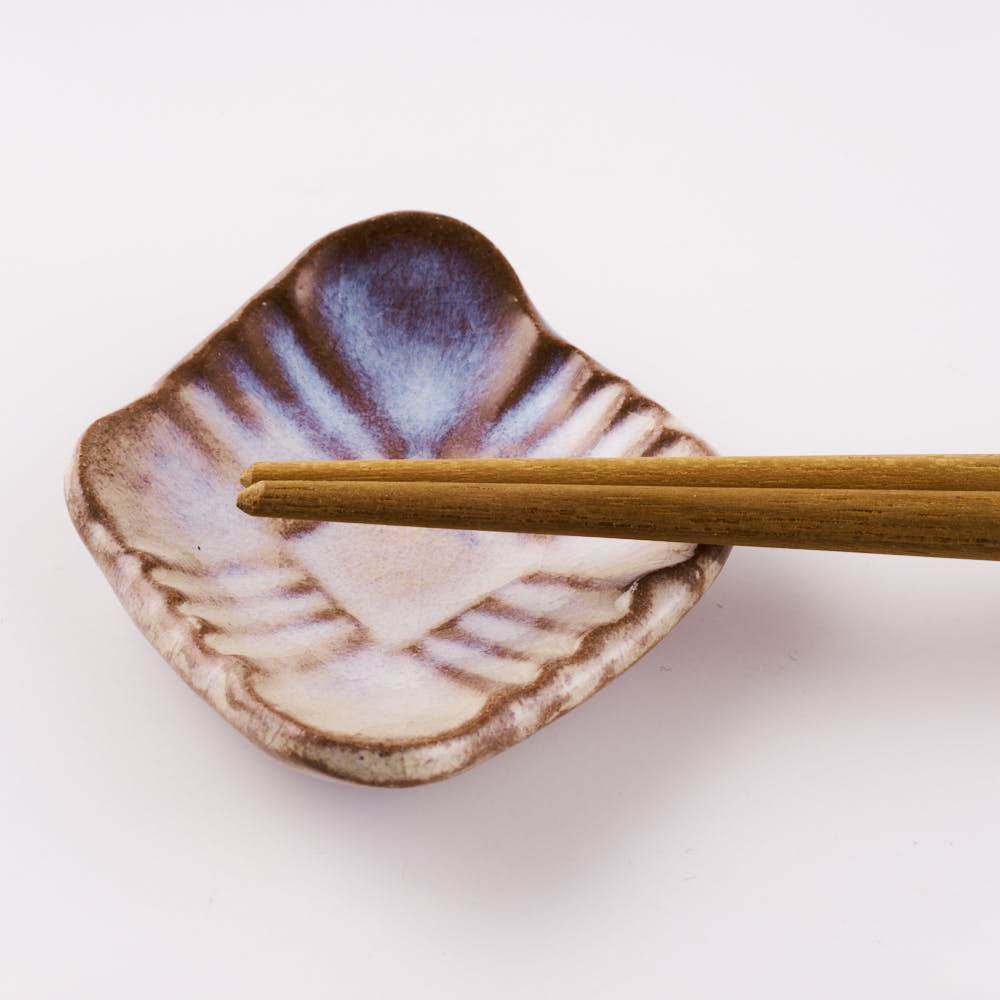 萩焼 松光山 菱形菊花箸置き 粉引紫 萩焼 松光山 萩焼