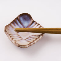 萩焼 松光山 菱形菊花箸置き 粉引紫 萩焼 松光山 萩焼