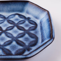 萩焼 松光山 七宝模様隅切り長皿(細) 青萩釉 萩焼 松光山 萩焼