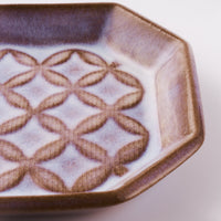 萩焼 松光山 七宝模様隅切り長皿(細) 粉引紫 萩焼 松光山 萩焼