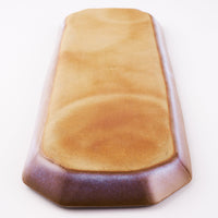 萩焼 松光山 七宝模様隅切り長皿(細) 粉引紫 萩焼 松光山 萩焼