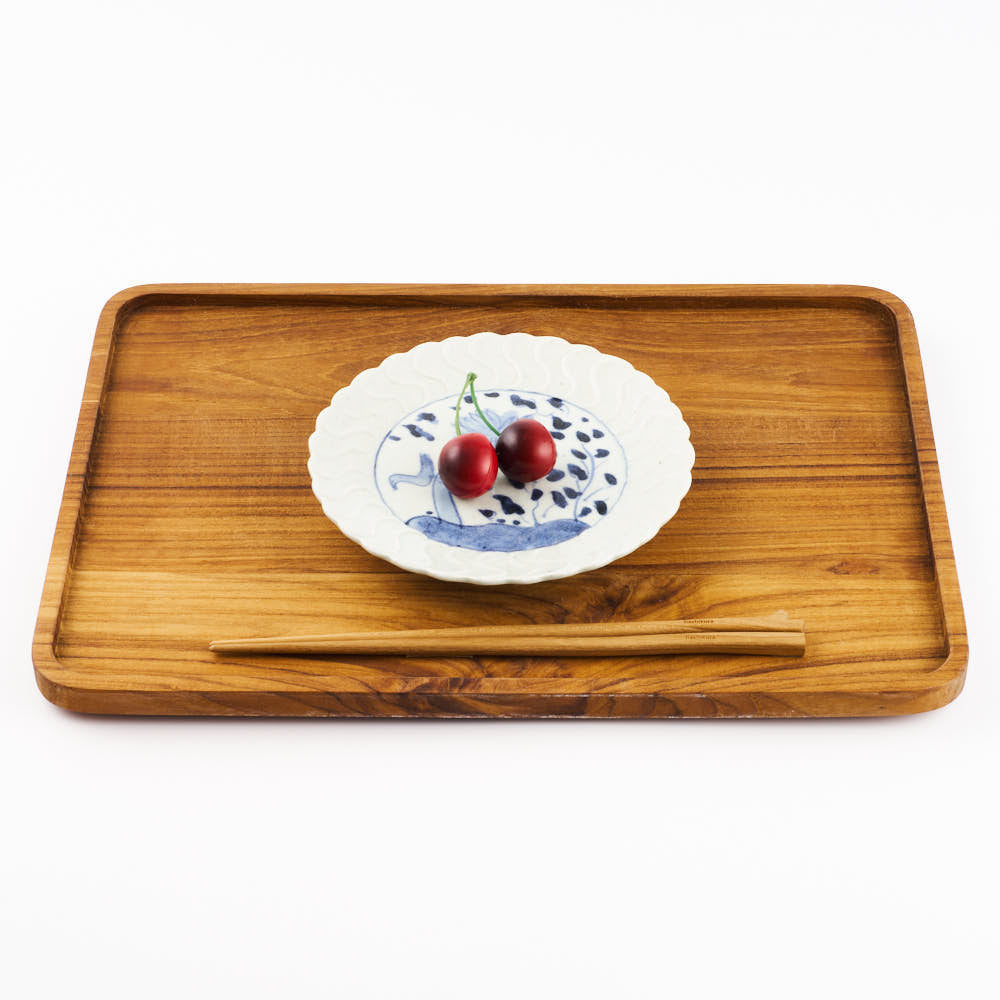 作家 吉田崇昭 染付鉤陽刻皿 作家 吉田崇昭 陶磁器作家もの