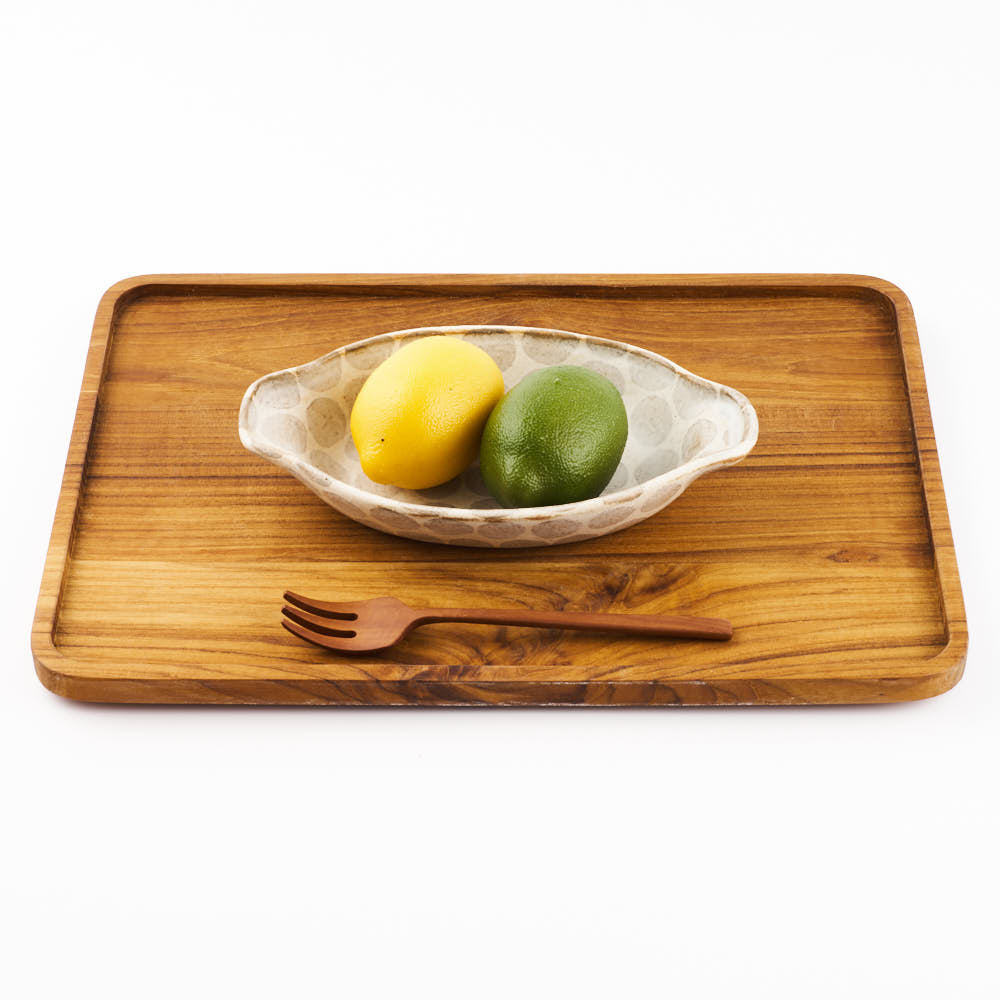 作家 くまがいのぞみ グラタン皿 水玉グレー 作家 くまがいのぞみ 陶磁器作家もの