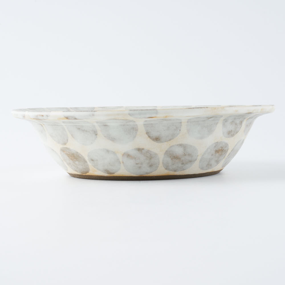作家 くまがいのぞみ スープ皿 水玉グレー 作家 くまがいのぞみ 陶磁器作家もの