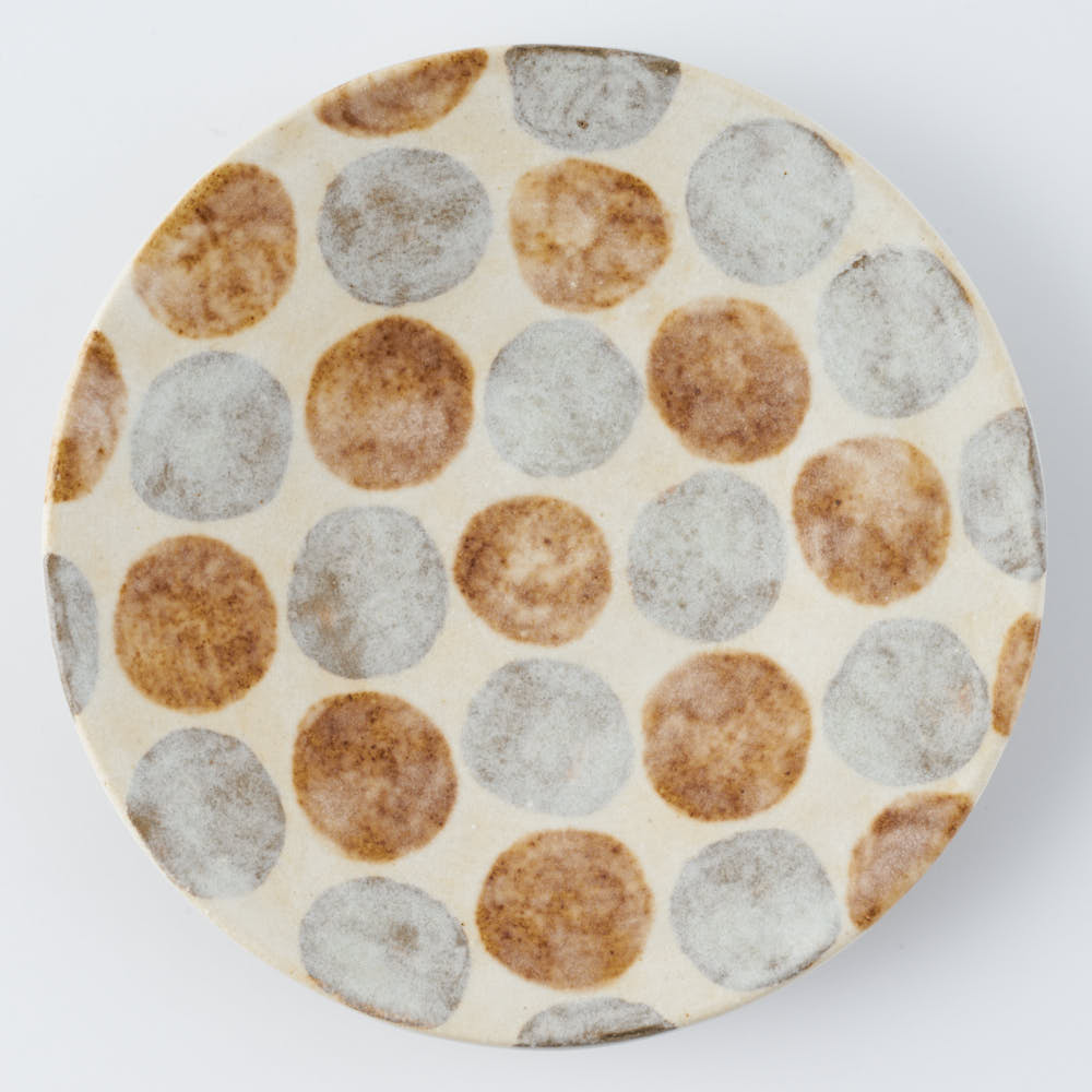 作家 くまがいのぞみ 12cm皿 水玉茶 作家 くまがいのぞみ 陶磁器作家もの