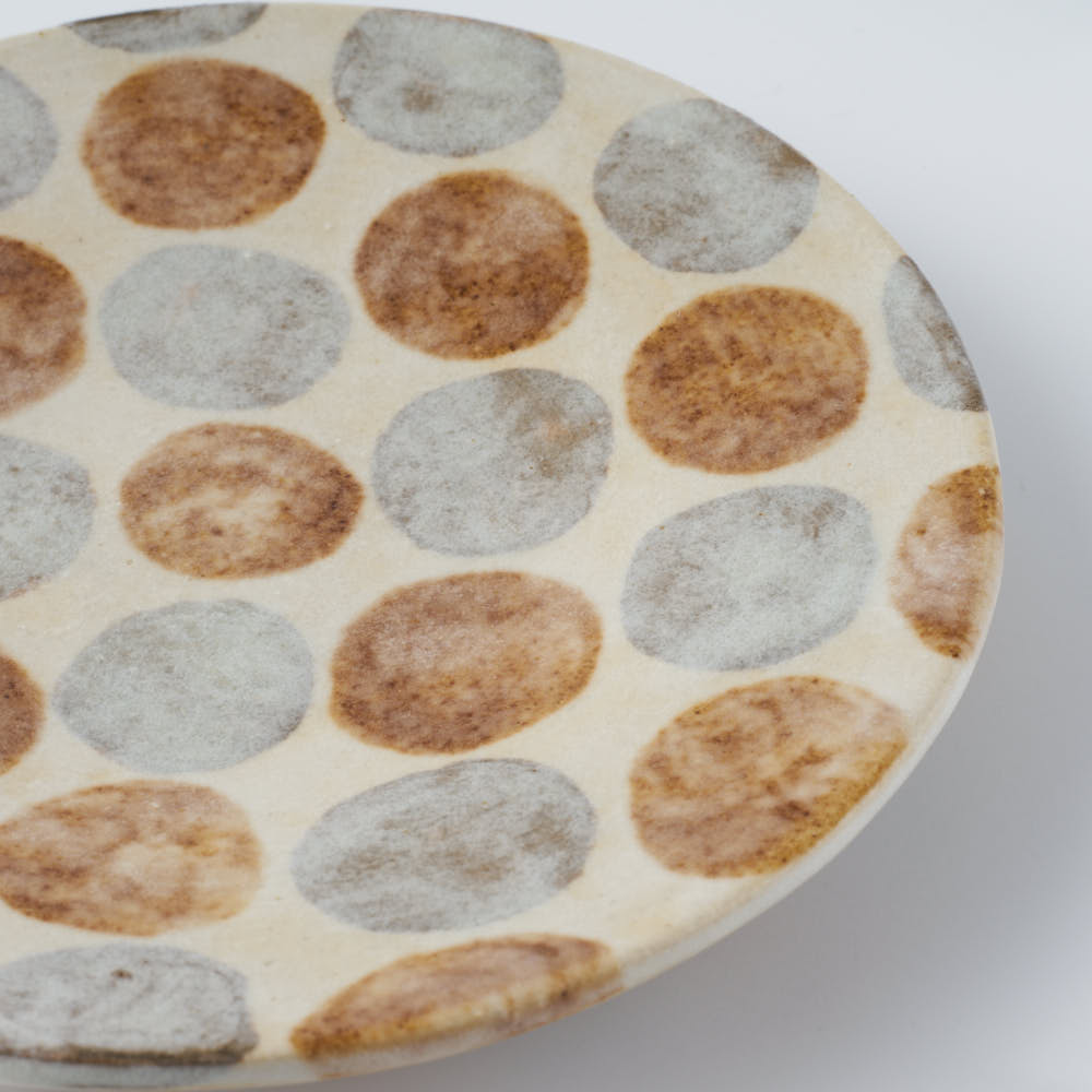 作家 くまがいのぞみ 12cm皿 水玉茶 作家 くまがいのぞみ 陶磁器作家もの