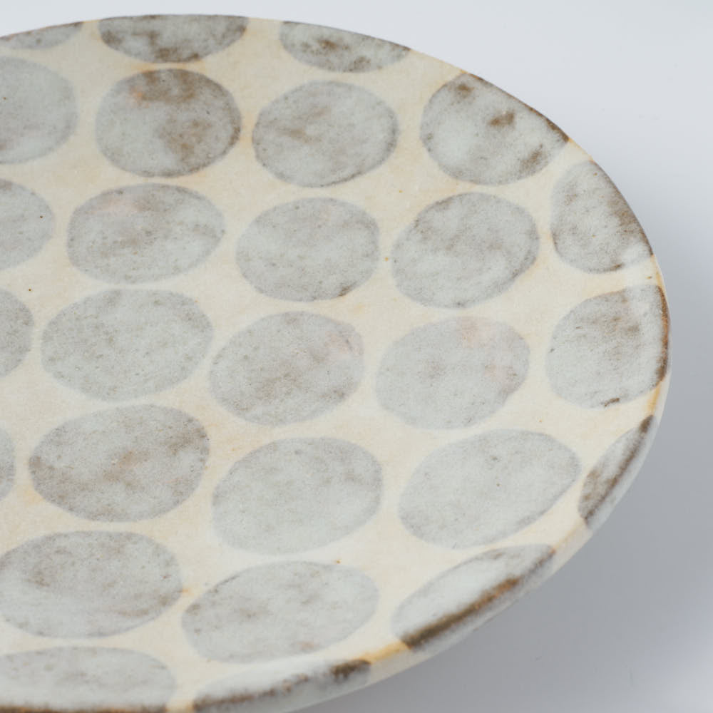 作家 くまがいのぞみ 12cm皿 水玉グレー 作家 くまがいのぞみ 陶磁器作家もの