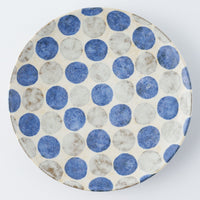 作家 くまがいのぞみ 18cm皿 水玉青 作家 くまがいのぞみ 陶磁器作家もの
