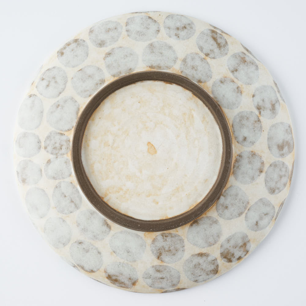 作家 くまがいのぞみ 18cm皿 水玉グレー 作家 くまがいのぞみ 陶磁器作家もの