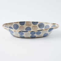 作家 くまがいのぞみ グラタン皿 水玉青 作家 くまがいのぞみ 陶磁器作家もの