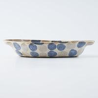 作家 くまがいのぞみ グラタン皿 水玉青 作家 くまがいのぞみ 陶磁器作家もの