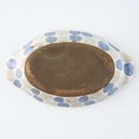作家 くまがいのぞみ グラタン皿 水玉青 作家 くまがいのぞみ 陶磁器作家もの
