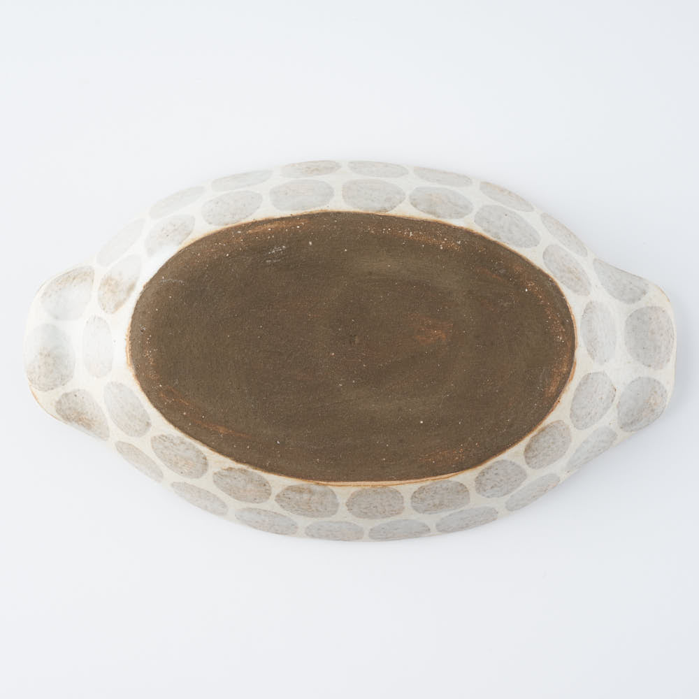 作家 くまがいのぞみ グラタン皿 水玉グレー 作家 くまがいのぞみ 陶磁器作家もの