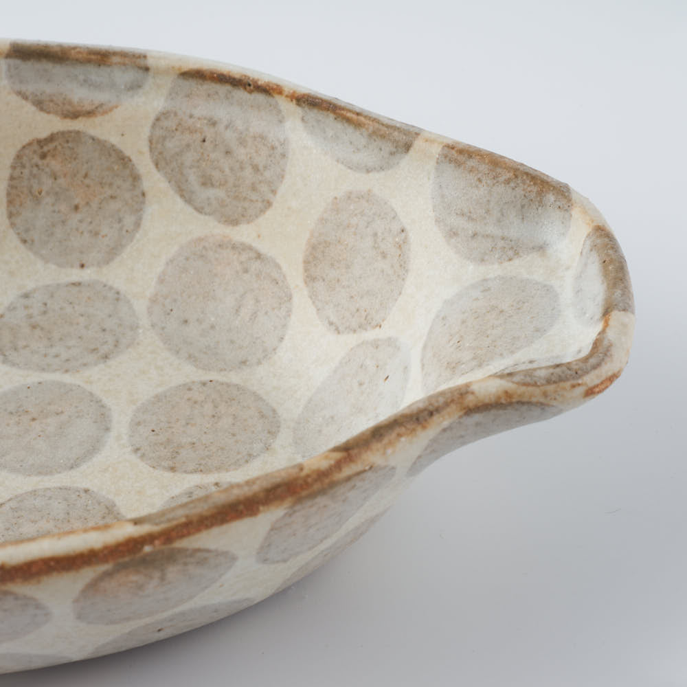作家 くまがいのぞみ グラタン皿 水玉グレー 作家 くまがいのぞみ 陶磁器作家もの