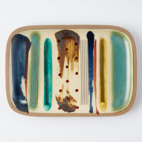 やちむん 一翠窯 長方皿(中) ストライプ やちむん 一翠窯 やちむん