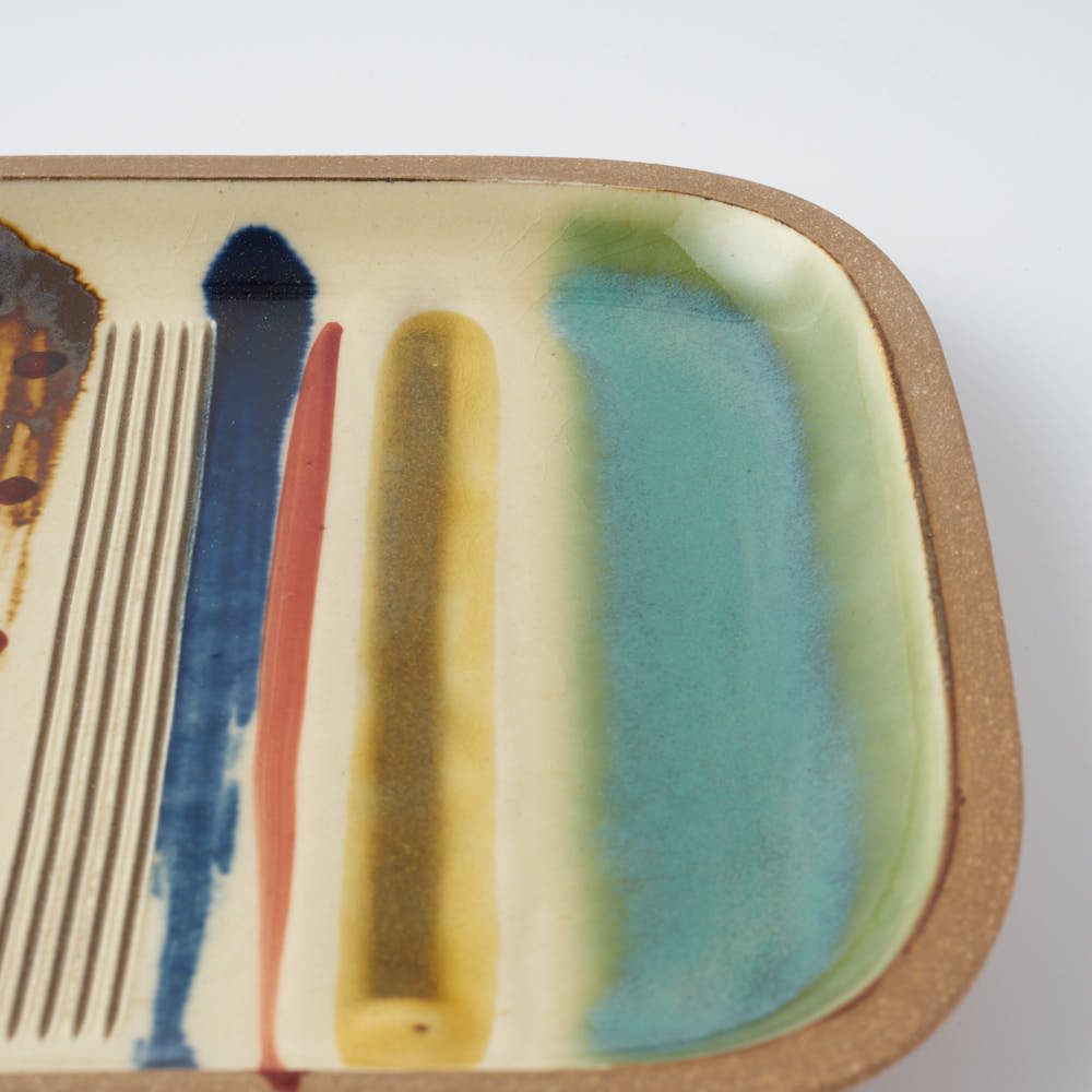 やちむん 一翠窯 長方皿(中) ストライプ やちむん 一翠窯 やちむん