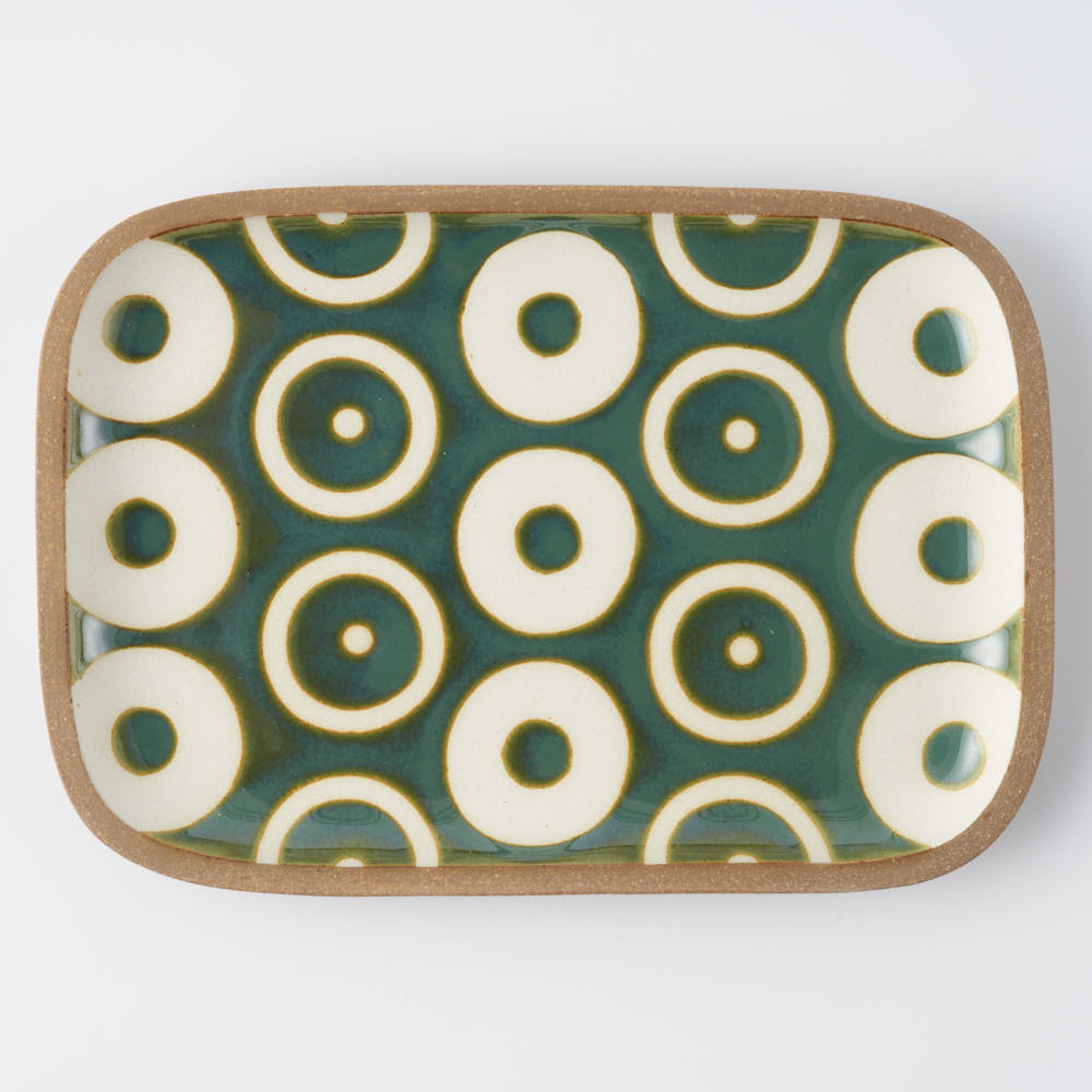 やちむん 一翠窯 長方皿(中) ヘゴ 緑 やちむん 一翠窯 やちむん