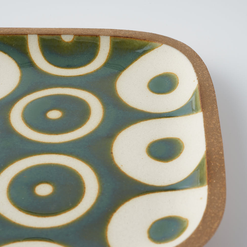 やちむん 一翠窯 長方皿(中) ヘゴ 緑 やちむん 一翠窯 やちむん