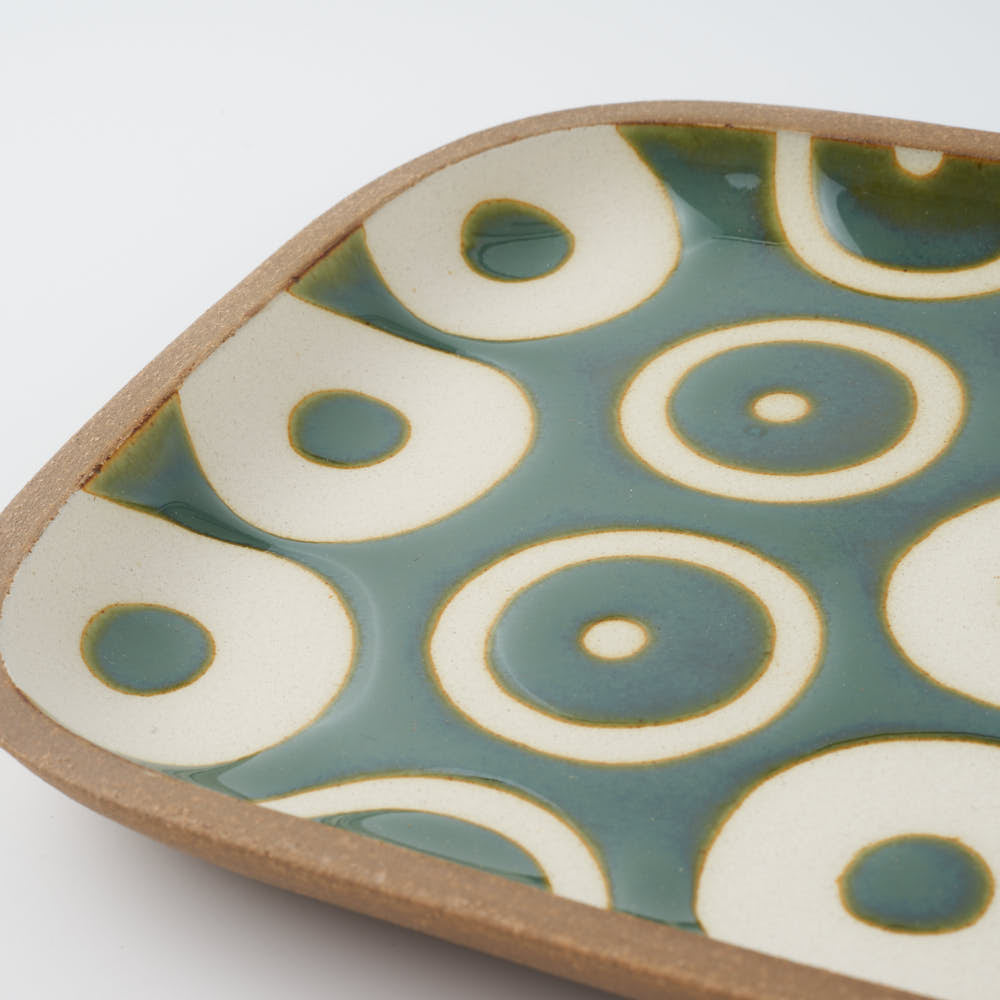 やちむん 一翠窯 長方皿(中) ヘゴ 緑 やちむん 一翠窯 やちむん