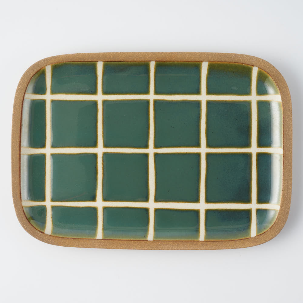 やちむん 一翠窯 長方皿(中) タイル 緑 やちむん 一翠窯 やちむん