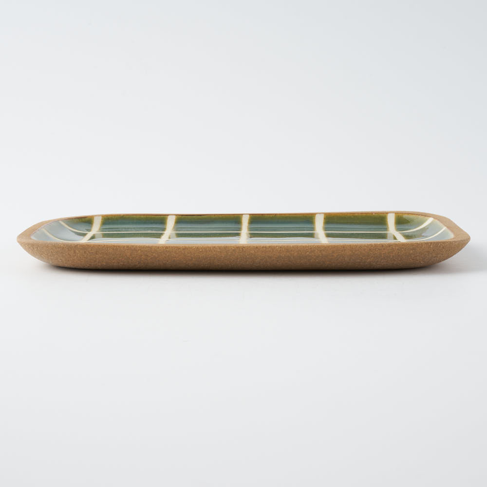 やちむん 一翠窯 長方皿(中) タイル 緑 やちむん 一翠窯 やちむん