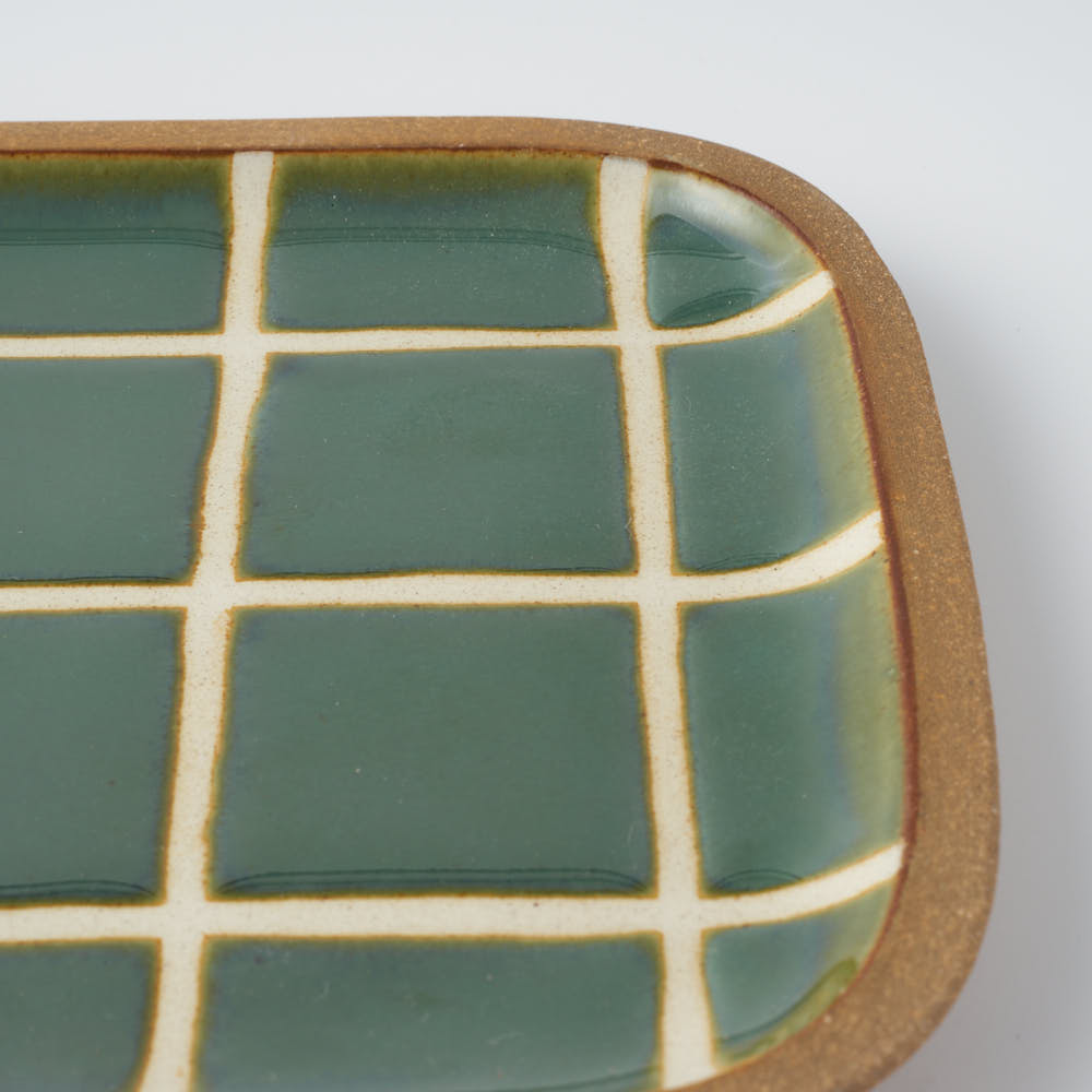 やちむん 一翠窯 長方皿(中) タイル 緑 やちむん 一翠窯 やちむん
