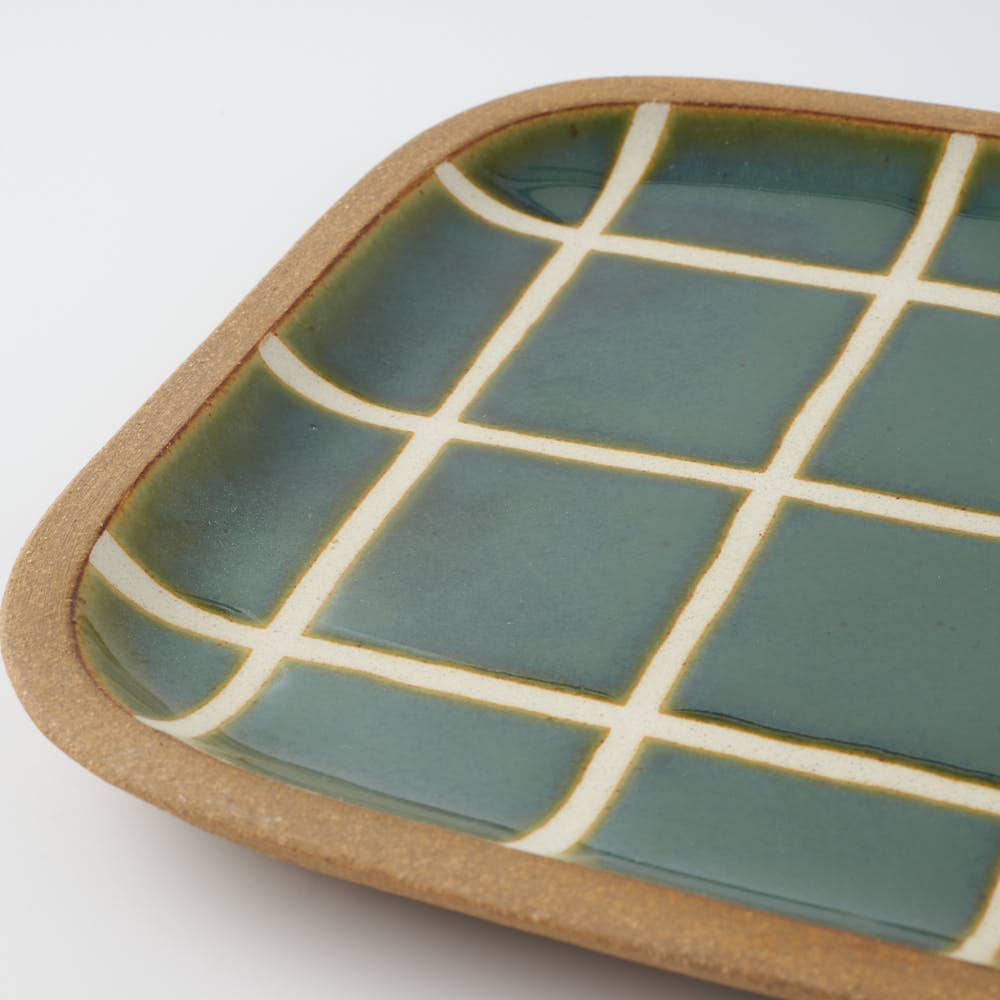 やちむん 一翠窯 長方皿(中) タイル 緑 やちむん 一翠窯 やちむん