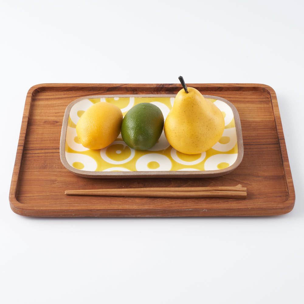 やちむん 一翠窯 長方皿(大) ヘゴ 黄 やちむん 一翠窯 やちむん