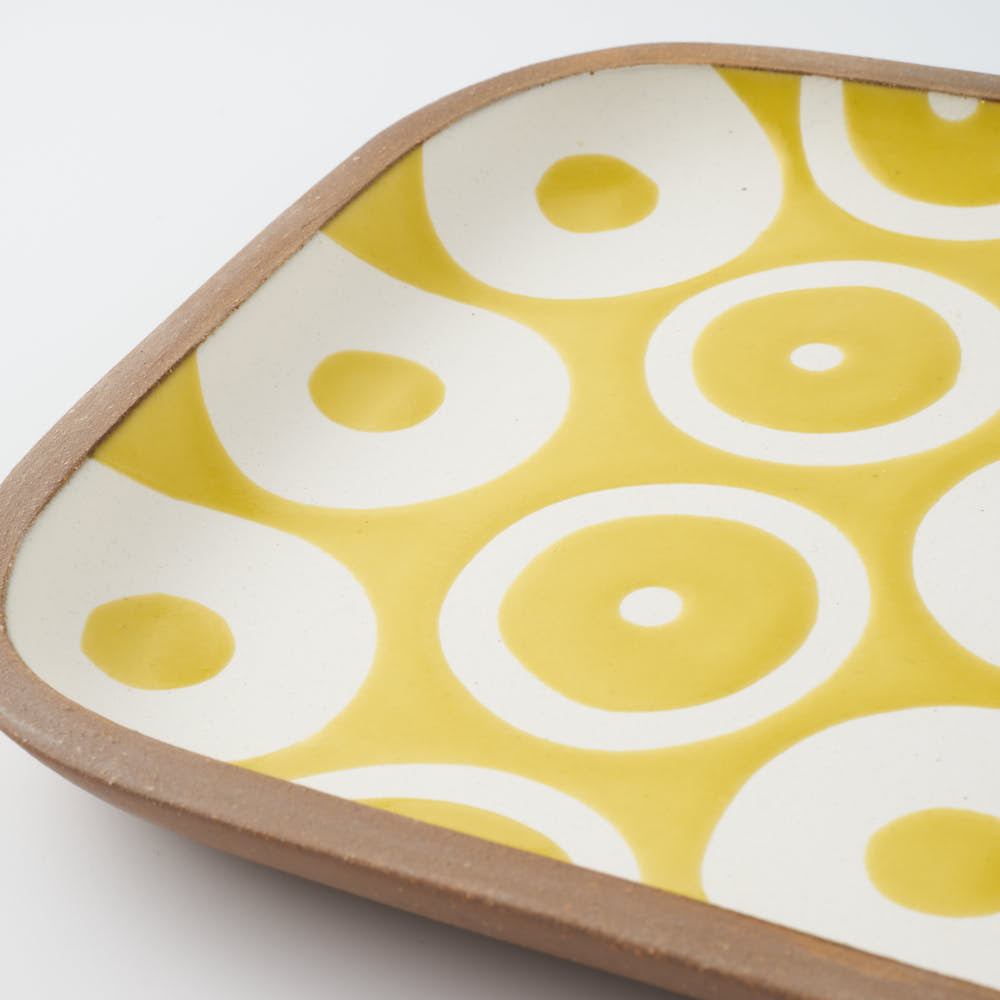 やちむん 一翠窯 長方皿(大) ヘゴ 黄 やちむん 一翠窯 やちむん