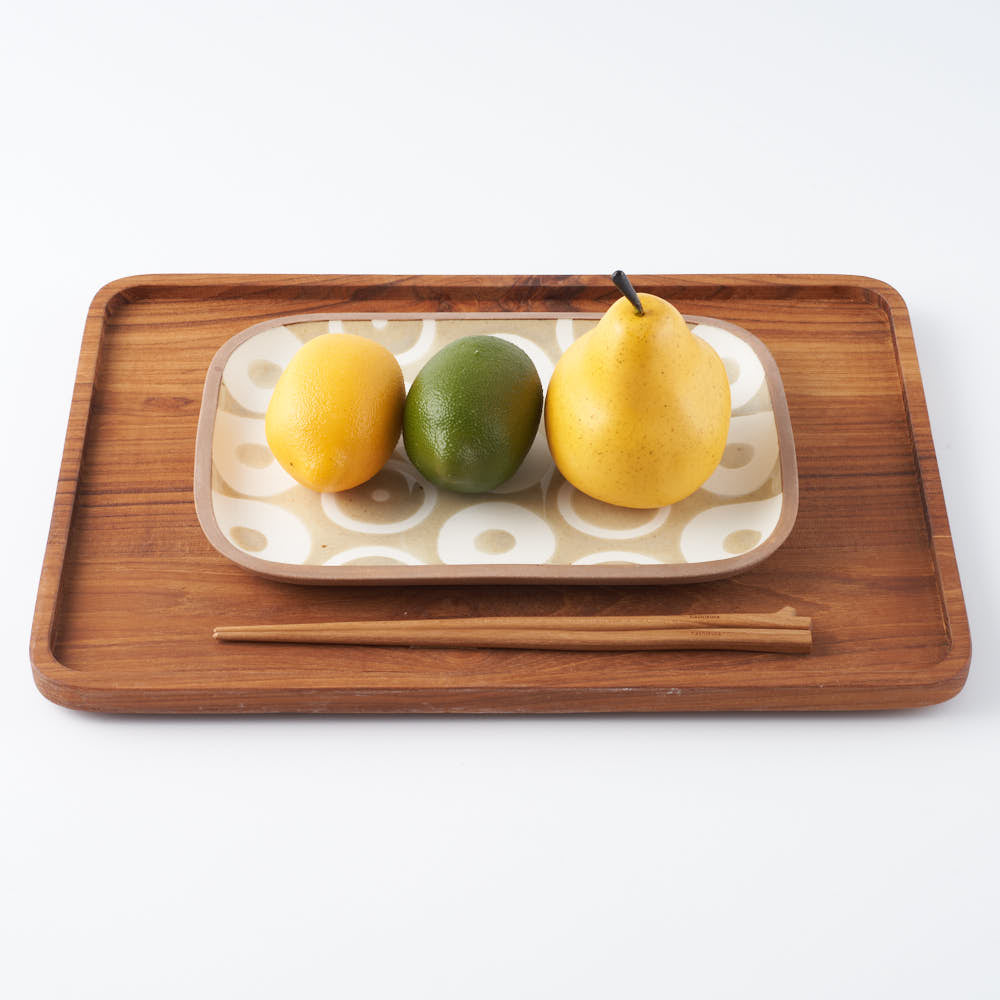 やちむん 一翠窯 長方皿(大) ヘゴ 白(キビ灰) やちむん 一翠窯 やちむん