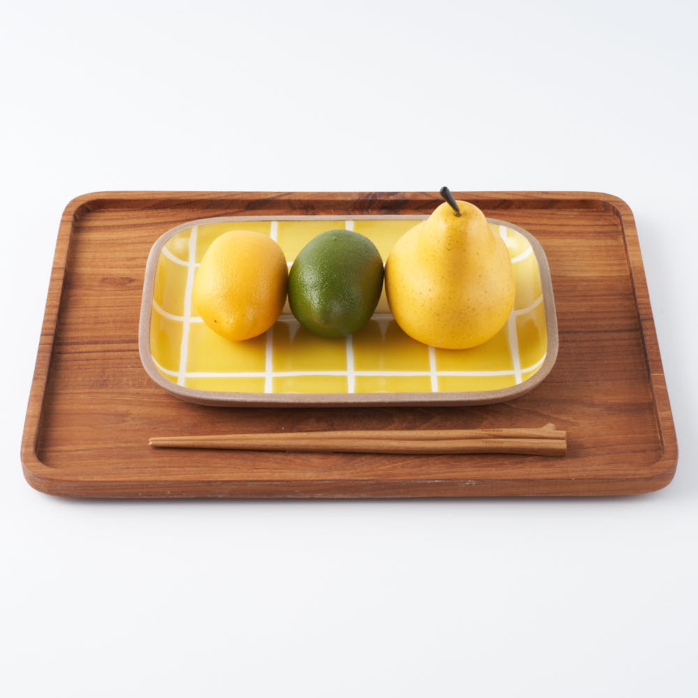 やちむん 一翠窯 長方皿(大) タイル 黄 やちむん 一翠窯 やちむん