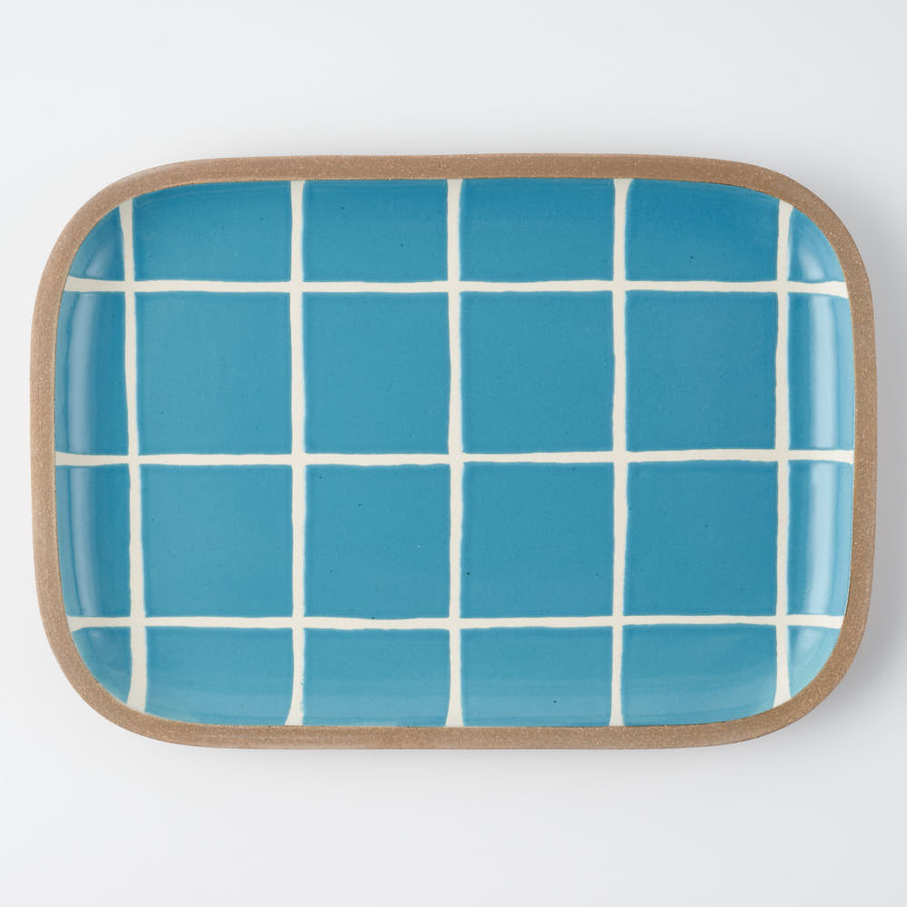 やちむん 一翠窯 長方皿(大) タイル 水色 やちむん 一翠窯 やちむん