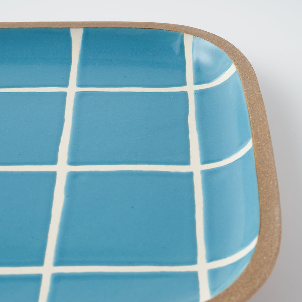 やちむん 一翠窯 長方皿(大) タイル 水色 やちむん 一翠窯 やちむん