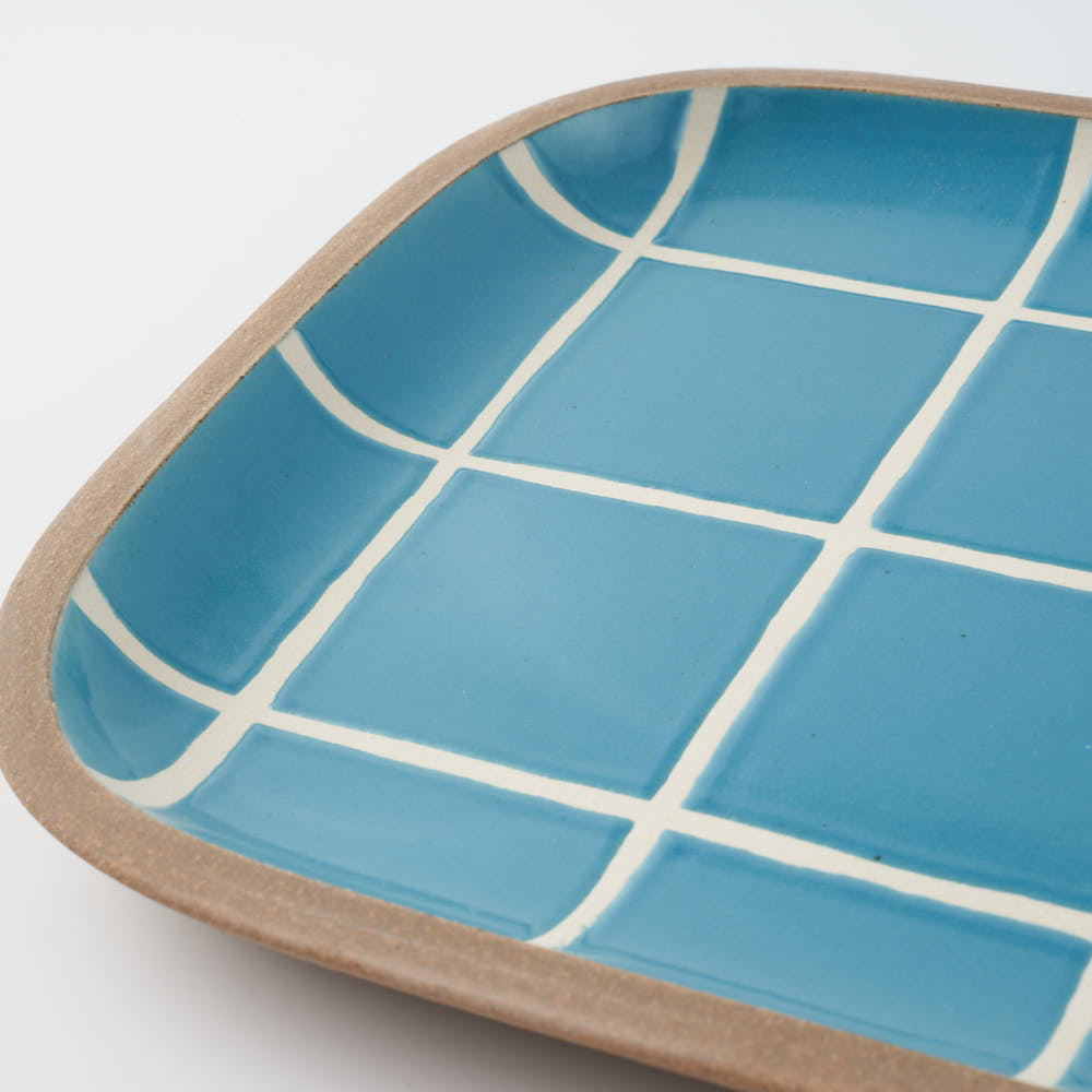 やちむん 一翠窯 長方皿(大) タイル 水色 やちむん 一翠窯 やちむん
