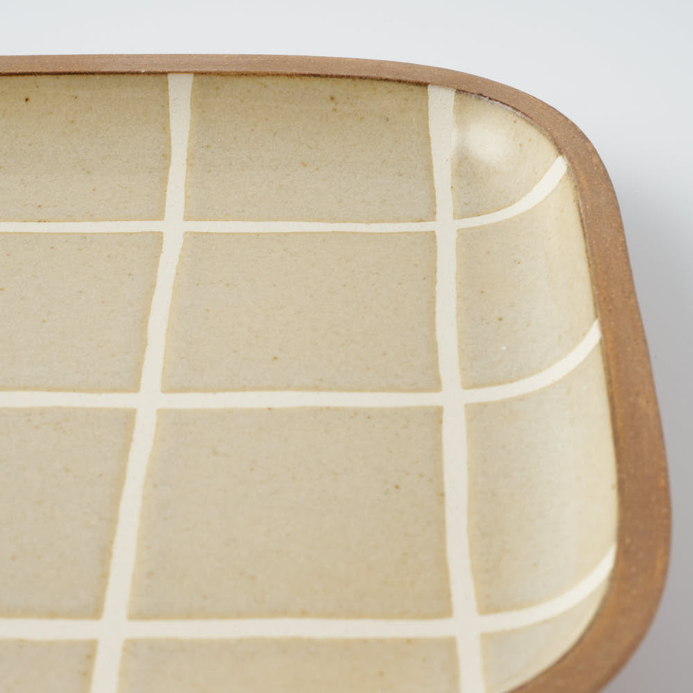 やちむん 一翠窯 長方皿(大) タイル 白(キビ灰) やちむん 一翠窯 やちむん