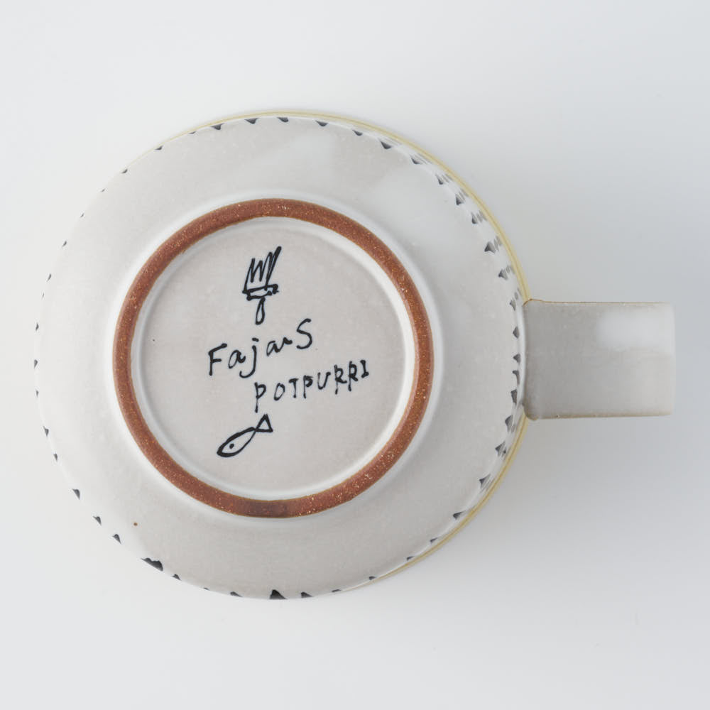 POTPURRI Fajans handpaint カップ&ソーサー Sunny Rain POTPURRI 陶磁器作家もの
